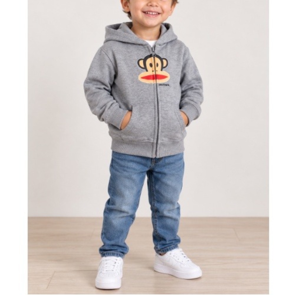 Paul Frank Kids Julius Logo Gray Full Zip Up Hoodie Sweater Size 3T